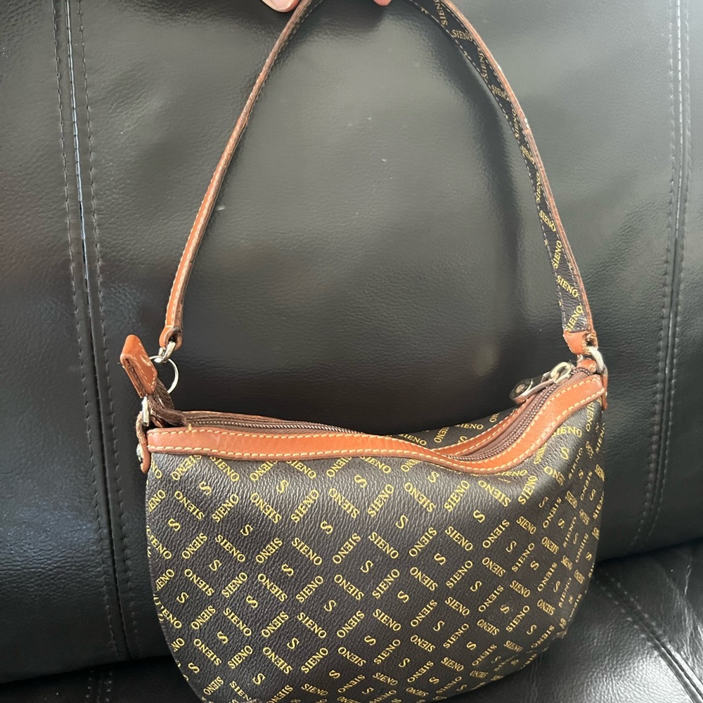 Sieno Brown and Tan Logo Shoulder Bag